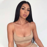 Women Khaki Top Sleeveless Women Crop Tops Straps Sexy Backless Summer Tank Top Cropped Short Fashion Casual Woman Clothes