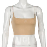 Women Khaki Top Sleeveless Women Crop Tops Straps Sexy Backless Summer Tank Top Cropped Short Fashion Casual Woman Clothes