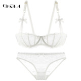 Ultrathin Underwear Set Plus Size 34 36 38 E Cup Sexy Bras Lingerie Lace Women Transparent Bra Set Pink Brassiere Half Cup White Ultrathin Underwear Set Plus Size 34 36 38 E Cup Sexy Bras Lingerie Lace Women Transparent Bra Set Pink Brassiere Half Cup White