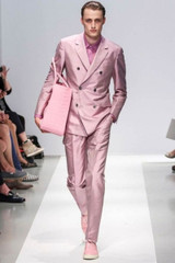 Pink Mens Party Suits Bespoke Double Breasted wedding suits Tuxedos for men Celebrity Carpet Men Suits (Jacket+Pants+Tie)