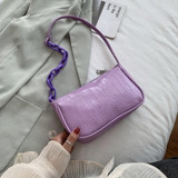 Crocodile Pattern Baguette Handbag for Women 2020 Candy Color Chain Ladies Small Shoulder Bags Fashion Design Leather Armpit Bag Crocodile Pattern Baguette Handbag for Women 2020 Candy Color Chain Ladies Small Shoulder Bags Fashion Design Leather Armpit Bag