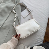 Crocodile Pattern Baguette Handbag for Women 2020 Candy Color Chain Ladies Small Shoulder Bags Fashion Design Leather Armpit Bag Crocodile Pattern Baguette Handbag for Women 2020 Candy Color Chain Ladies Small Shoulder Bags Fashion Design Leather Armpit Bag