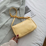 Crocodile Pattern Baguette Handbag for Women 2020 Candy Color Chain Ladies Small Shoulder Bags Fashion Design Leather Armpit Bag Crocodile Pattern Baguette Handbag for Women 2020 Candy Color Chain Ladies Small Shoulder Bags Fashion Design Leather Armpit Bag