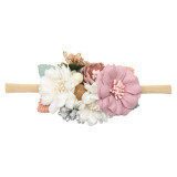 Peral  Baby Headbands Flower For Girls Handmade Bundle Nylon Elastic  Hair Band Baby Hairband Headdress Newborn Hair Accessories