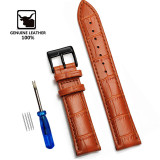 Soft Wrist Belt Bracelet Comfortable Genuine Leather Watch Strap 12/14/16/18/20/22/24 mm Watch Pin buckle Band  + Tool