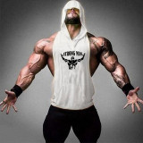 Brand Gym Clothing Fitness Men Cotton Tanktop with hooded Mens Bodybuilding Stringers Tank Tops workout Singlet Sleeveless Shirt