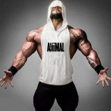 Brand Gym Clothing Fitness Men Cotton Tanktop with hooded Mens Bodybuilding Stringers Tank Tops workout Singlet Sleeveless Shirt