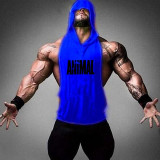 Brand Gym Clothing Fitness Men Cotton Tanktop with hooded Mens Bodybuilding Stringers Tank Tops workout Singlet Sleeveless Shirt