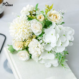 Meldel Artificial Peony Flowers Silk Bouquet for Wedding Decoration Small Fake Rose Flowers Home Decor DIY Faux Rose Peony Flore