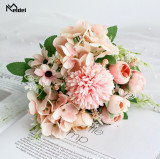 Meldel Artificial Peony Flowers Silk Bouquet for Wedding Decoration Small Fake Rose Flowers Home Decor DIY Faux Rose Peony Flore
