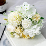 Meldel Artificial Peony Flowers Silk Bouquet for Wedding Decoration Small Fake Rose Flowers Home Decor DIY Faux Rose Peony Flore