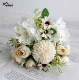 Meldel Artificial Peony Flowers Silk Bouquet for Wedding Decoration Small Fake Rose Flowers Home Decor DIY Faux Rose Peony Flore