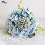 Meldel Artificial Peony Flowers Silk Bouquet for Wedding Decoration Small Fake Rose Flowers Home Decor DIY Faux Rose Peony Flore