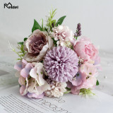 Meldel Artificial Peony Flowers Silk Bouquet for Wedding Decoration Small Fake Rose Flowers Home Decor DIY Faux Rose Peony Flore