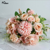 Meldel Artificial Peony Flowers Silk Bouquet for Wedding Decoration Small Fake Rose Flowers Home Decor DIY Faux Rose Peony Flore