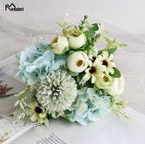 Meldel Artificial Peony Flowers Silk Bouquet for Wedding Decoration Small Fake Rose Flowers Home Decor DIY Faux Rose Peony Flore