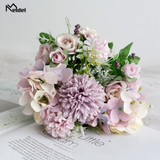 Meldel Artificial Peony Flowers Silk Bouquet for Wedding Decoration Small Fake Rose Flowers Home Decor DIY Faux Rose Peony Flore