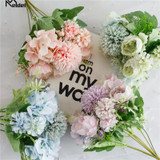 Meldel Artificial Peony Flowers Silk Bouquet for Wedding Decoration Small Fake Rose Flowers Home Decor DIY Faux Rose Peony Flore