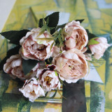 5 Heads Silk Peonies Artificial Flowers Bouquet DIY Silk Fake Flowers for Wedding Party Home Table Garden Decor Small Bouquet