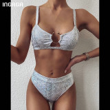 INGAGA High Waist Bikini 2020 Push Up Swimsuit Leopard Swimwear Women Brazilian Bikini Set Biquini Sexy Bathing Suit Women Bra Underwear
