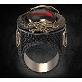 Classic Men Red Crystal Stainless Dragon Ring