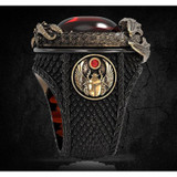 Classic Men Red Crystal Stainless Dragon Ring