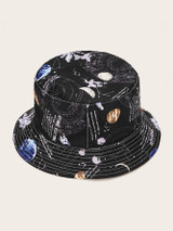 Men Planet Pattern Bucket Hat
