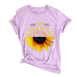 Sunflower Short Sleeves O-Neck Loose T-Shirt