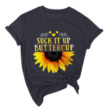 Sunflower Short Sleeves O-Neck Loose T-Shirt