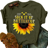 Sunflower Short Sleeves O-Neck Loose T-Shirt