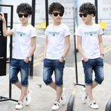 Boys Short Sleeve T Shirt and Jean Shorts
