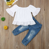 Girls White Top & Jeans