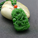 Green Hetian Nephrite Pendant Carved Chinese Dragon