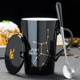 12 Constellations Creative Ceramic Mugs with Spoon & Lid