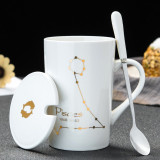 12 Constellations Creative Ceramic Mugs with Spoon & Lid