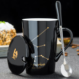 12 Constellations Creative Ceramic Mugs with Spoon & Lid
