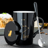 12 Constellations Creative Ceramic Mugs with Spoon & Lid