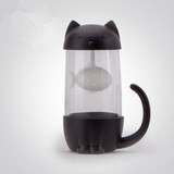 Cute Cat Glass Tea Mug With Infuser Strainer Filter