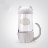 Cute Cat Glass Tea Mug With Infuser Strainer Filter