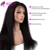 Kinky Straight Wig Lace Front Human Hair