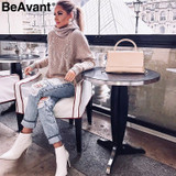 Turtleneck loose knitted sweater