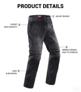 DUHAN Blue / Black Motorcycle Denim Jeans Mens