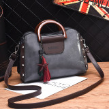 Luxury Leather Vintage Rivet Tassel Shoulder Bag
