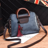 Luxury Leather Vintage Rivet Tassel Shoulder Bag