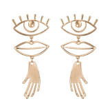 Abstract Art Gold Color Chic Palm Statement Dangle Earrings