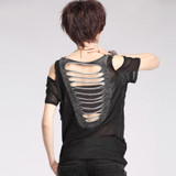 Fashion Hollow Off Shoulder V Neck T-Shirts