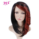 Women Natural Ombre Black To Red  Heat Resistant Wigs