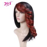 Women Natural Ombre Black To Red  Heat Resistant Wigs
