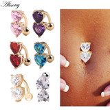 Steel Crystal Belly Button Rings