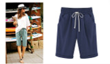 Women Candy Color Elastic Waist Shorts
